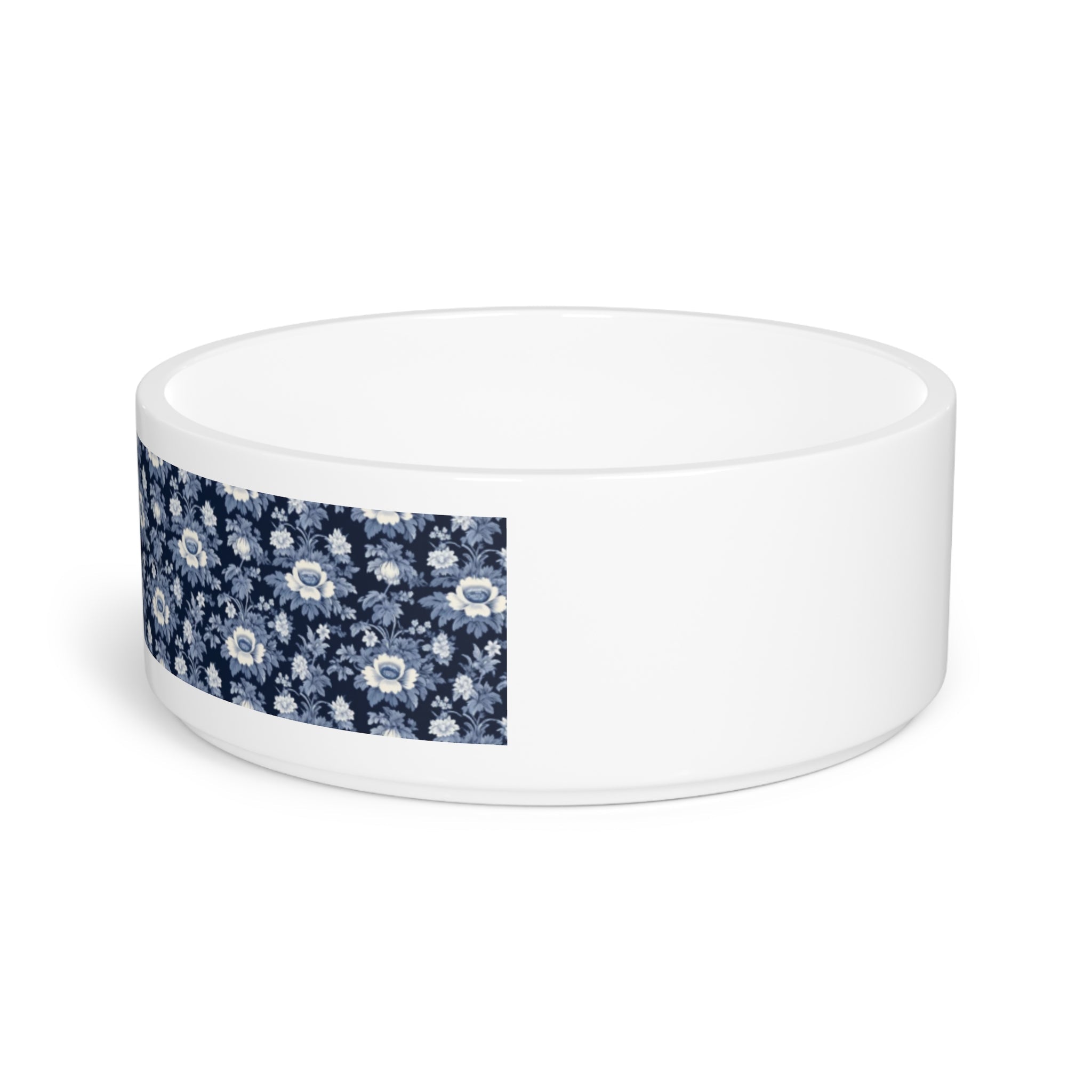 Midnight Blue Garden in Bloom Pet Bowl — Ceramic, 16oz, Dishwasher-Safe
