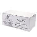 Pet food bowl set box showing double bowls and elevated design