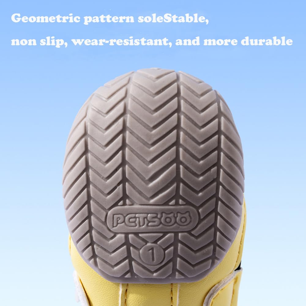 Dog boot outsole with deep chevron tread and rugged rubber grip pattern