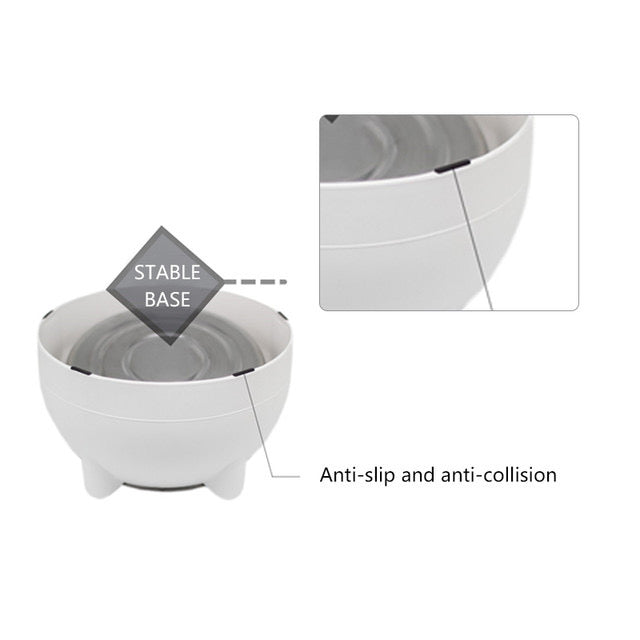White pastel cat bowl with stable anti-slip base and stainless steel insert
