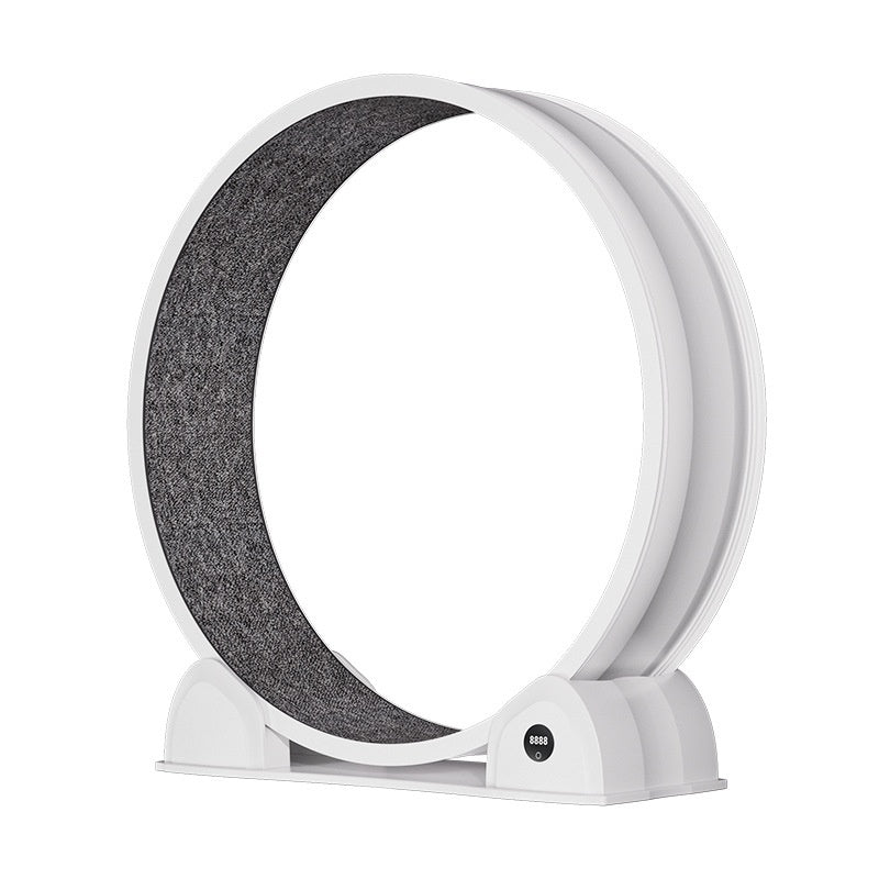 White circular pet treadmill with dark textured tread ring and front control buttons