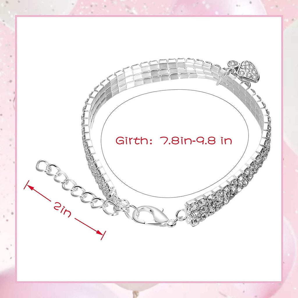Crystal Rhinestone Pet Collar Necklace — 3-Pack, Heart, Bone & Paw Charms