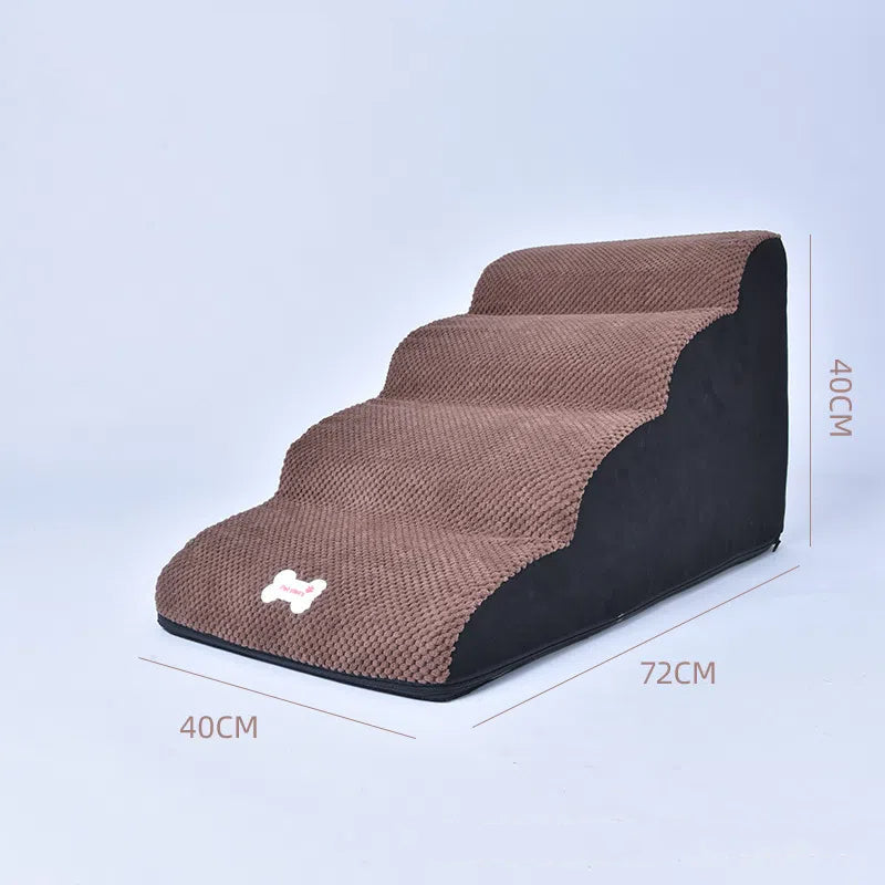 Coffee pet slope stairs, 40cm high with textured sponge steps and dark base