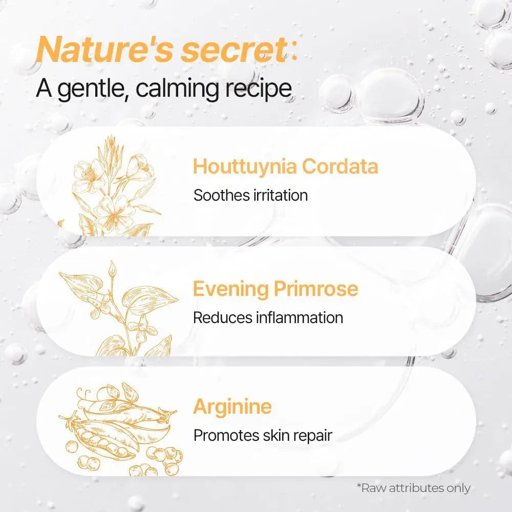 Cat calming recipe graphic with soothing ingredient callouts and bubble imagery