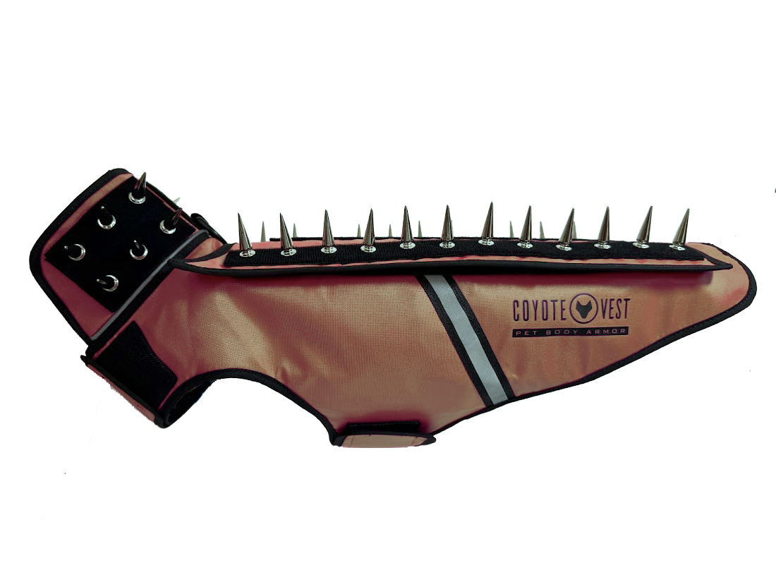 Pet spiked armor vest, dark red with black spikes and pinched chest strap