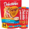 Cat treat variety pack with squeeze-up lickable puree tubes, 24-count
