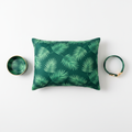 Emerald Canopy Tropical Leaves Pet Set — Bed, Bowl & Collar