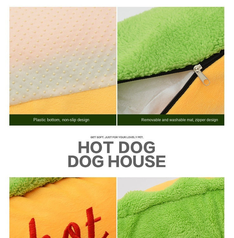 Hot Dog Pet Bed — Cozy Novelty Bed for Small & Medium Dogs