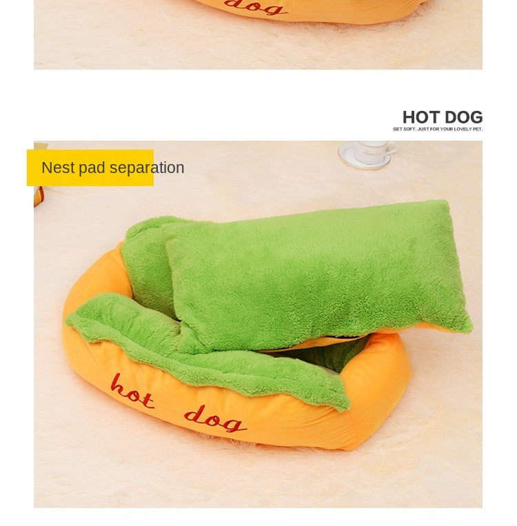 Hot Dog Pet Bed — Cozy Novelty Bed for Small & Medium Dogs