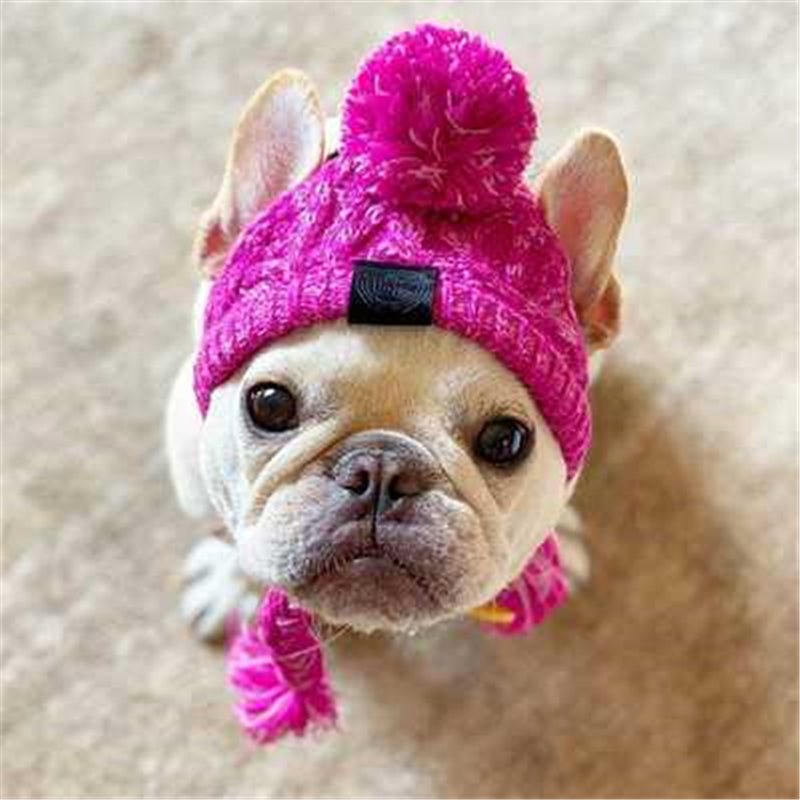 Cozy Knitted Pet Hat with Fluffy Pom-Pom — Winter Warm Beanie for Dogs & Cats