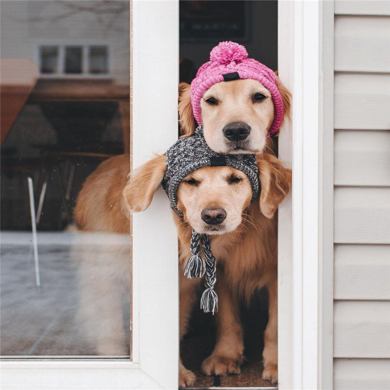 Cozy Knitted Pet Hat with Fluffy Pom-Pom — Winter Warm Beanie for Dogs & Cats
