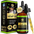 Organic hemp oil pet drops bottle with dropper and carton packaging, amber bottle