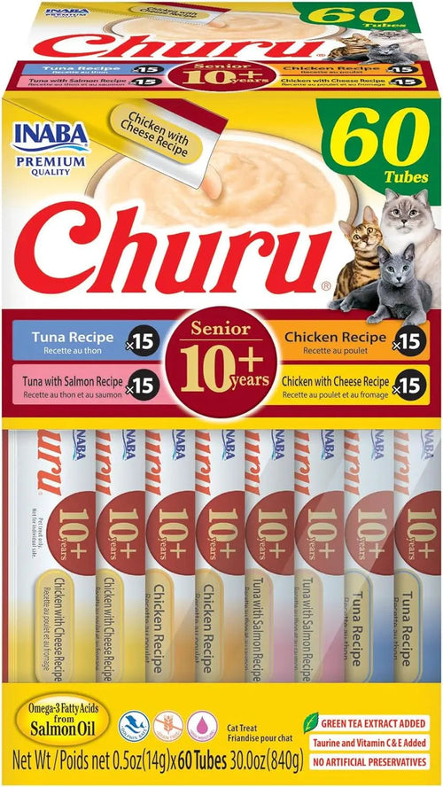Churu senior cat treat tubes, 60-pack variety, Tuna and Chicken recipes