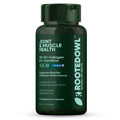 Joint & Muscle Health supplement bottle, dark green with green cap and printed label.