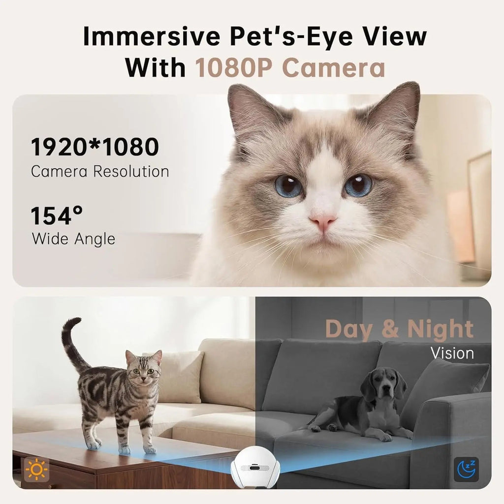 Movable Pet Camera Robot 1080P Two Way Audio Night Vision Auto Recharge