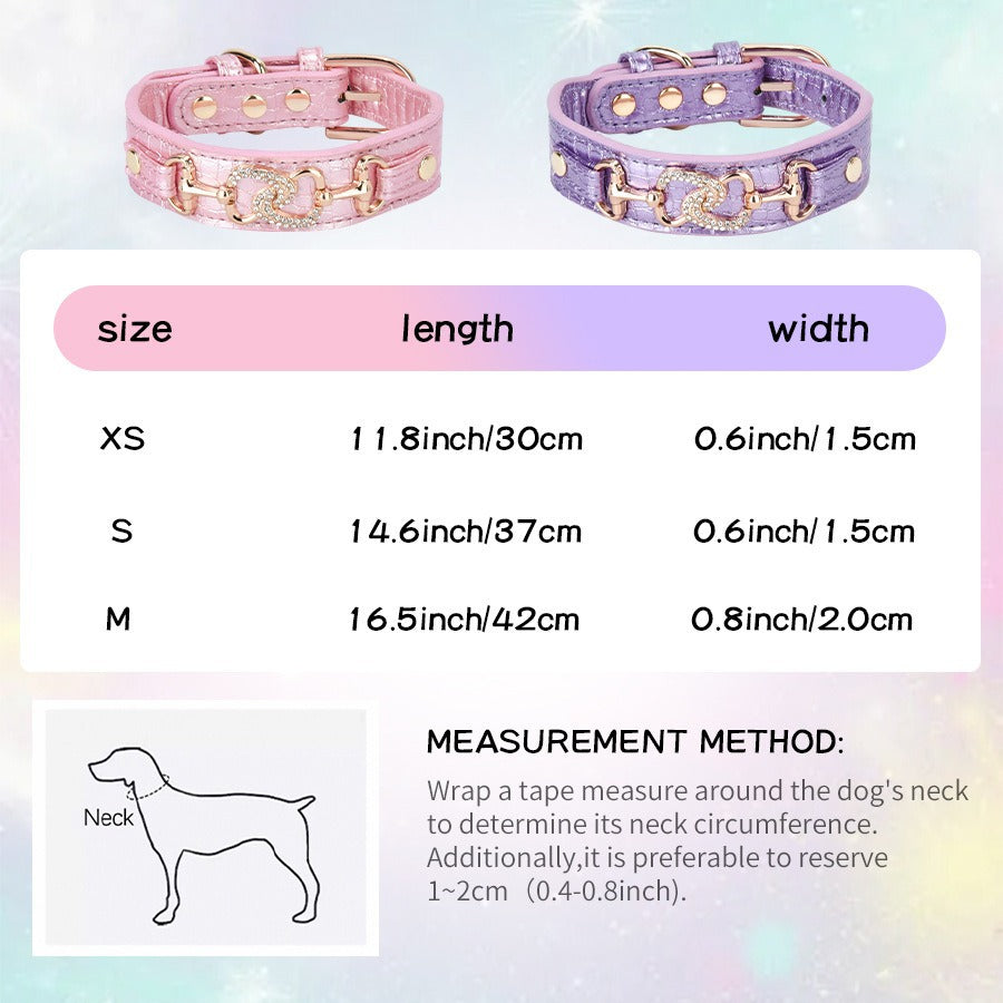 Boutique Crystal Heart Dog Collar – Pink & Purple Croc Texture
