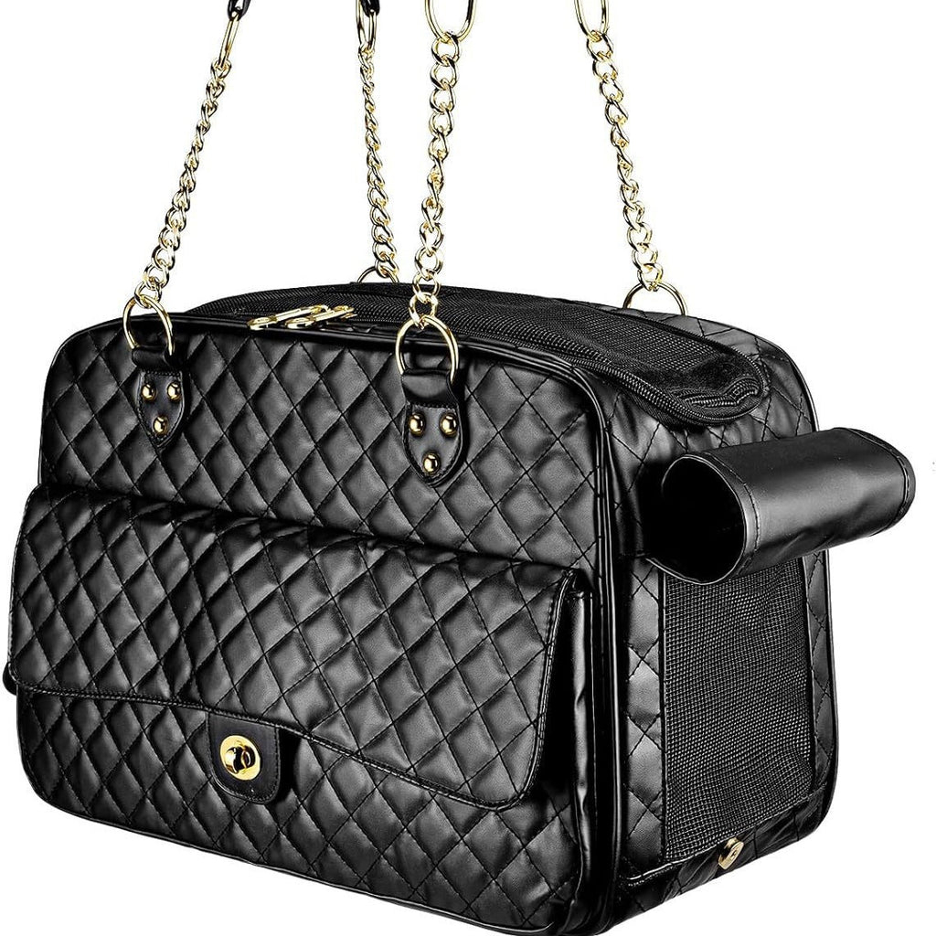 Luxury Quilted Dog Carrier Bag Purse Airline Approved Pet Travel Handbag