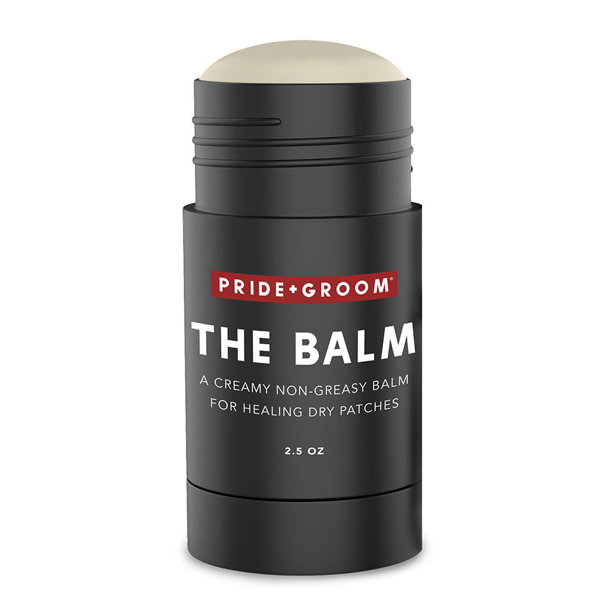Pride+Groom THE BALM stick balm container, black cap and base, 2.5 oz