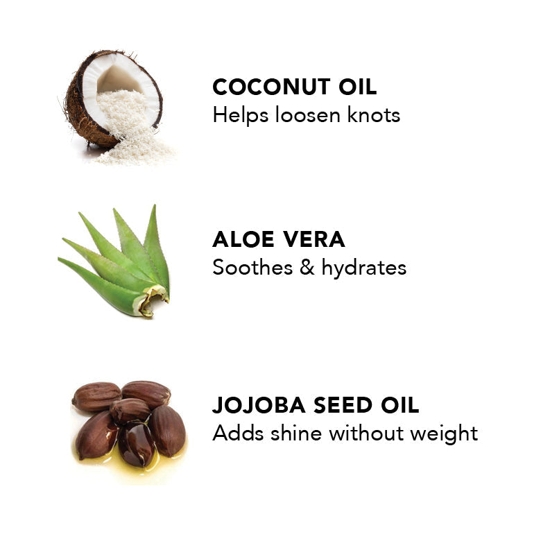 Ingredient highlights: coconut oil, aloe vera, and jojoba seed oil for conditioning.