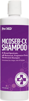 Micoseb-CX medicated shampoo bottle, purple label, 12 oz, cap on top