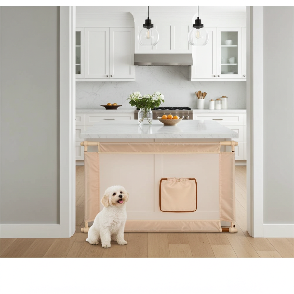 Pet Life ® 'Porta Gate' Anti-Drilling Nylon Mesh Collapsible Folding Travel Safety Pet Cat Dog Gate w/ Zippered Entrance