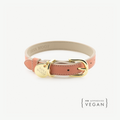 Peach Rio vegan leather dog collar, gold buckle, round nameplate