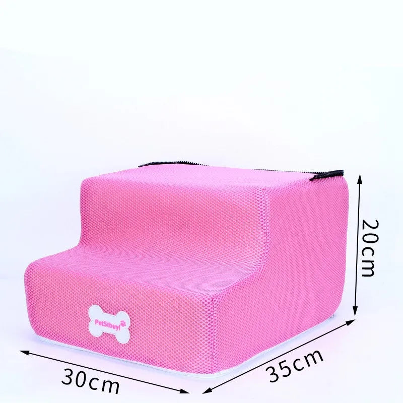 3-step pet stairs for small dogs and cats, pink ramp stairs with top handle zipper, 30x35x20cm