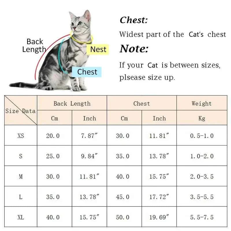 Pet hoodie size chart with back length, chest, and weight measurements table