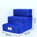 3-step pet stairs for small dogs and cats, blue fabric ramp stairs, 30x35x30cm
