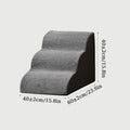 Dark gray 3-step pet stairs with textured surface and thick padded side panels