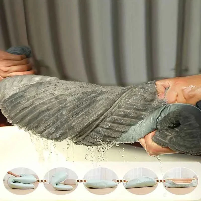 Dog cooling mat bed shown with gray fabric cushion and waterproof-style cover close-up