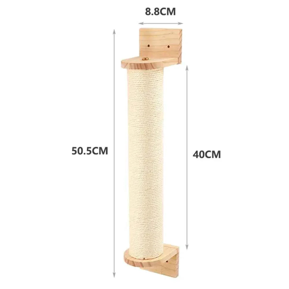 Wall-mounted sisal climbing rope with tall post and square base plate