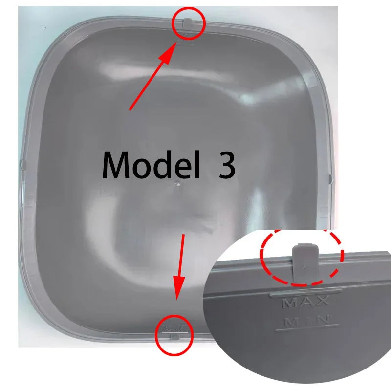Model 3 waste bin base with MAX/MIN control area