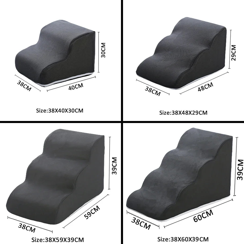 Dark grey pet ramp size chart showing several size options