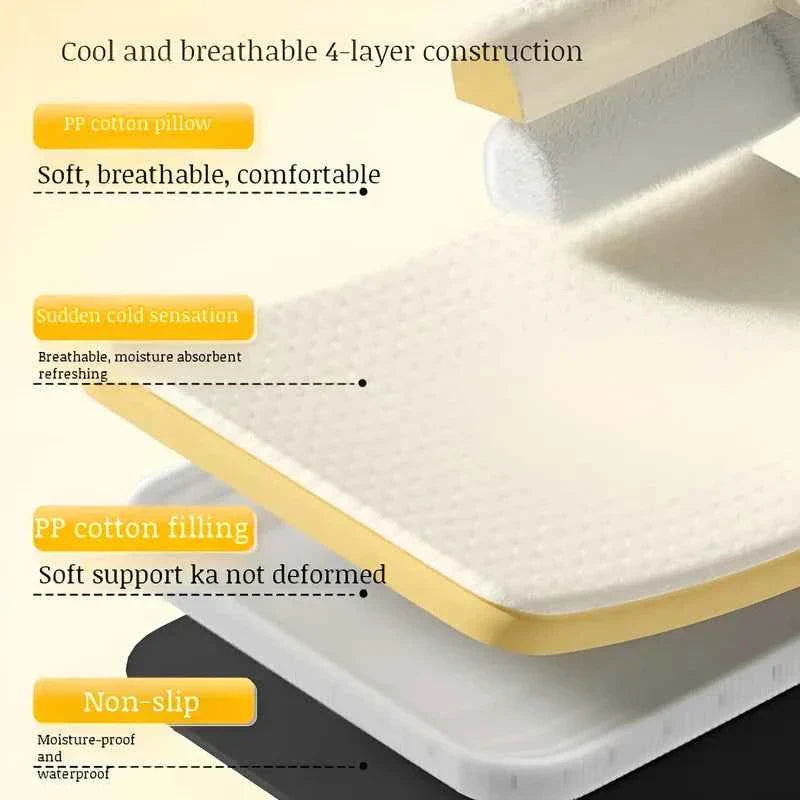 Rock yellow pet sofa bed close-up showing layered breathable padding and soft support