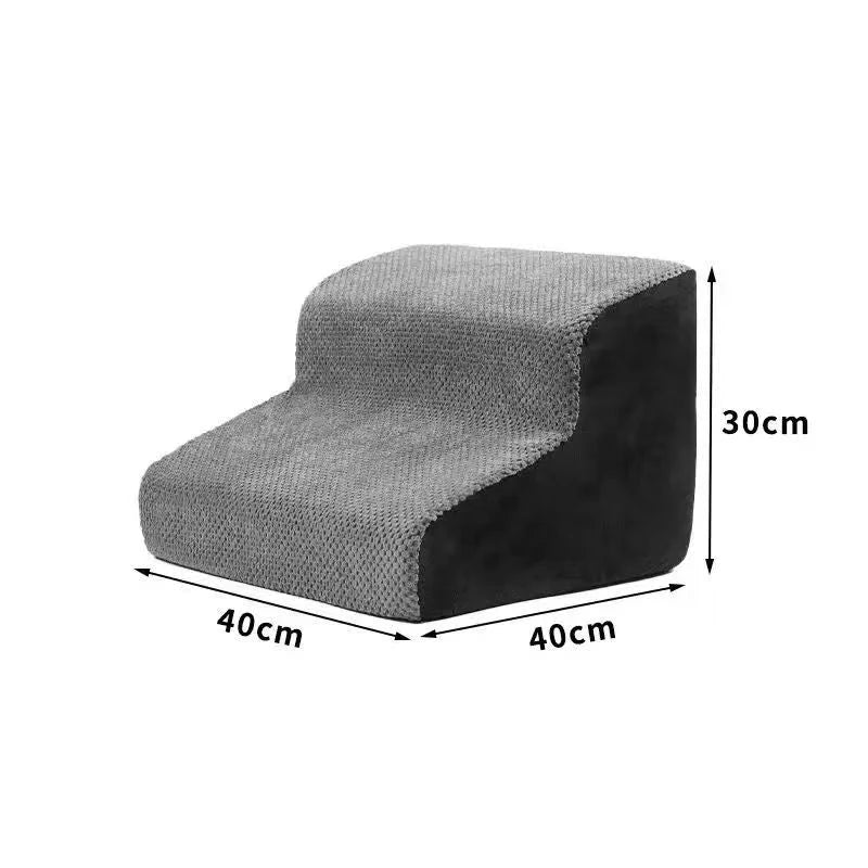 Non-slip pet stairs ramp, 30cm tall and 40cm wide with grey textured steps