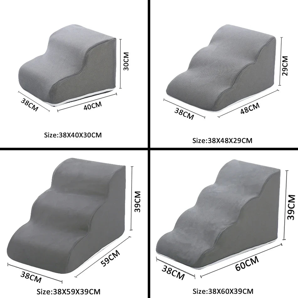 Light grey pet ramp size chart showing multiple length and height options