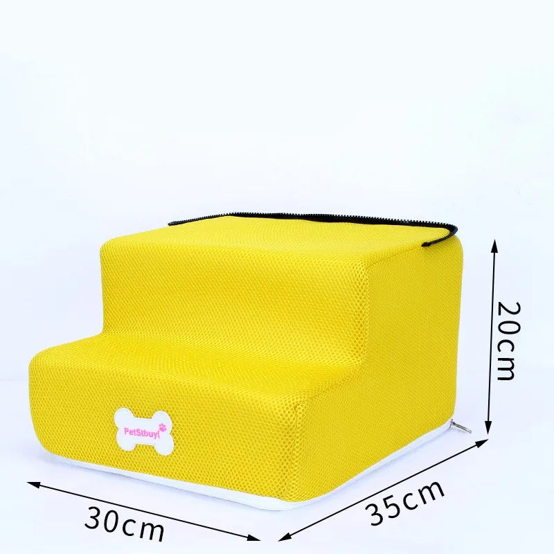 3-step pet stairs for small dogs and cats, yellow ramp stairs with zipper top, 30x35x20cm