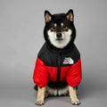 Red & black dog down jacket vest with front zipper, padded, hoodless