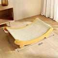 Wooden cat scratch bed, size S: 32x39cm curved wooden base and beige sisal surface