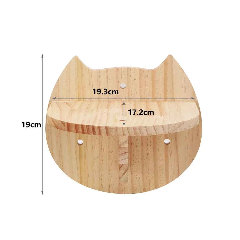 Solid wood wall-mounted cat climbing rope pedal with rounded semicircle shape