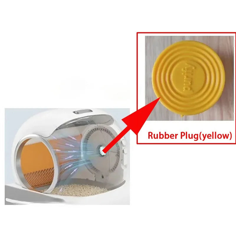 Yellow rubber plug for automatic cat litter accessory kit