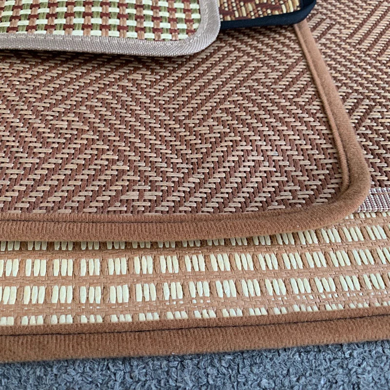 Brown woven fabric trim at base edge of pet sofa bed cushion