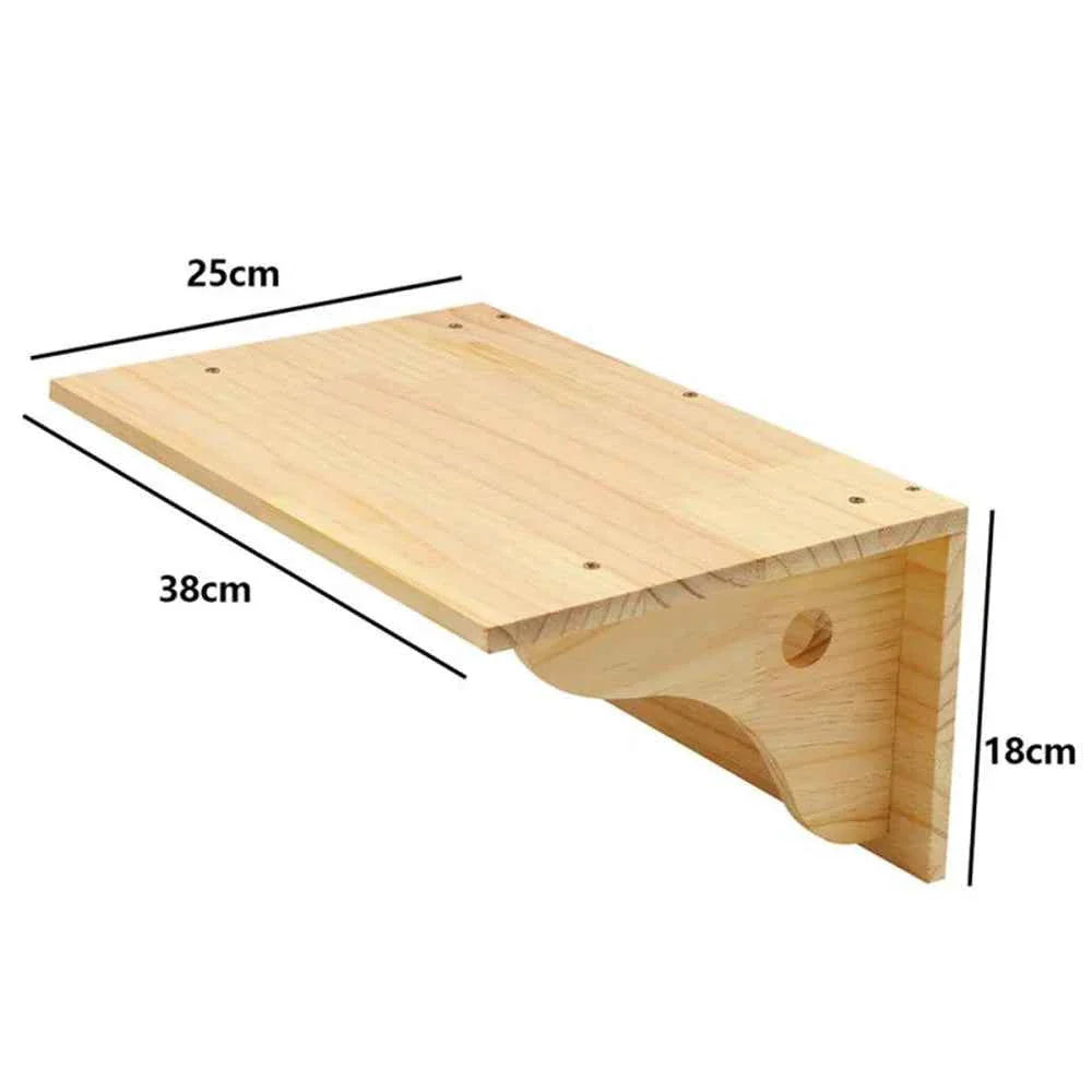 Wall-mounted cat climbing rope with flat rectangular wooden pedal