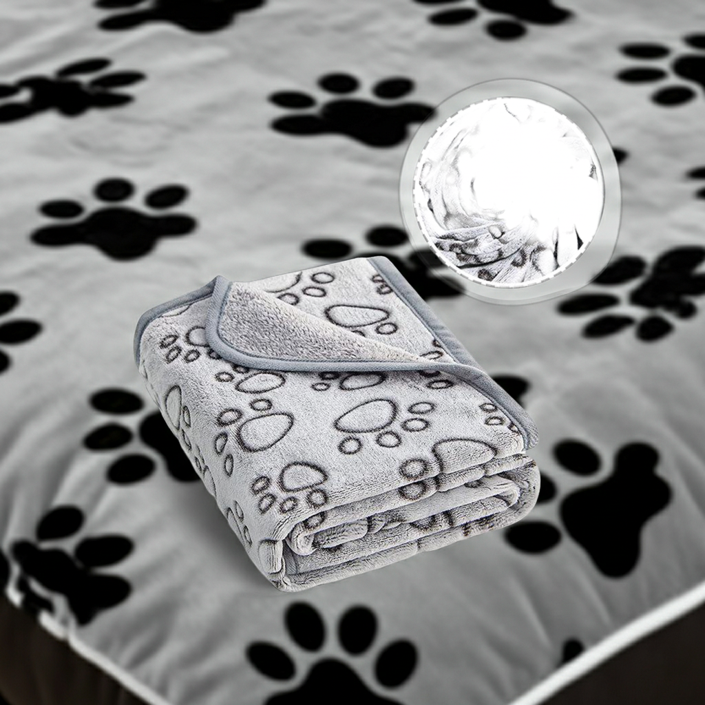 Pet Blanket Warm Cut Flower Footprint Cover Blanket Cat Dog Mat Fleece Embossed Pet Blanket
