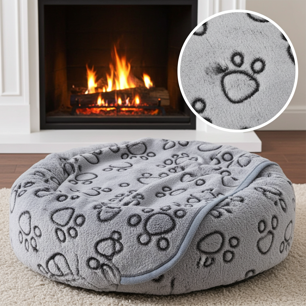 Pet Blanket Warm Cut Flower Footprint Cover Blanket Cat Dog Mat Fleece Embossed Pet Blanket