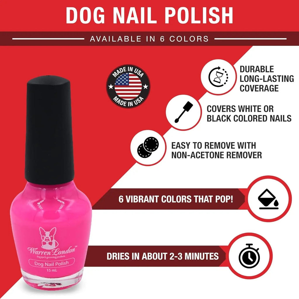 Pink dog nail polish bottle with black cap