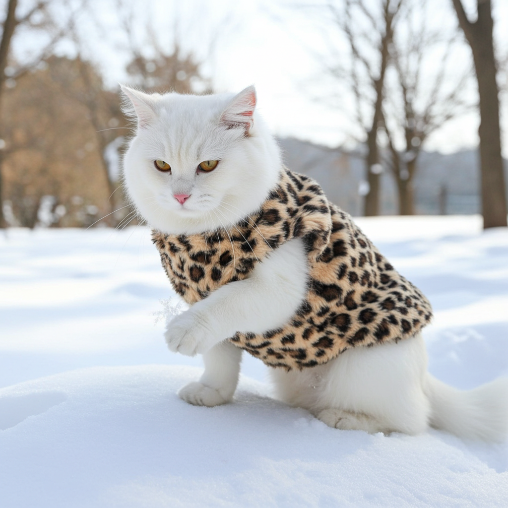 Cheetah-spotted mink fur dog coat, leopard print wrap with arm openings