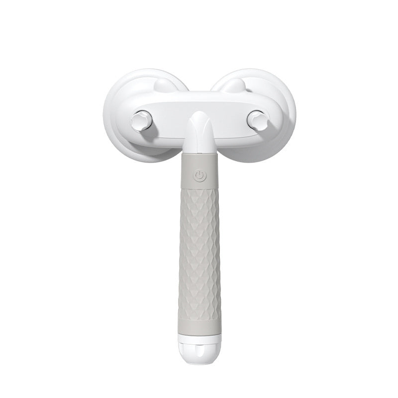 Double-headed pet slicker brush with self-cleaning button, grey handle and white head