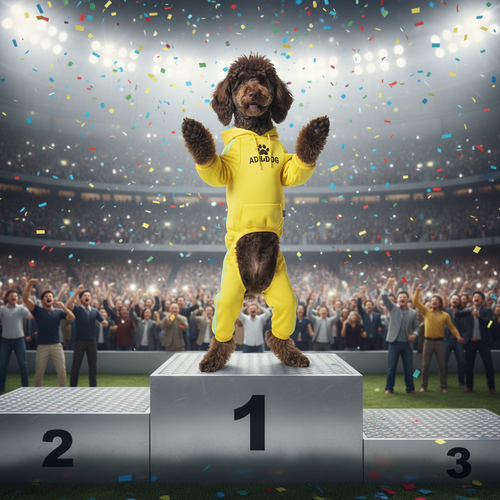 Yellow four-leg dog tracksuit hoodie with snap front and green stripe accents